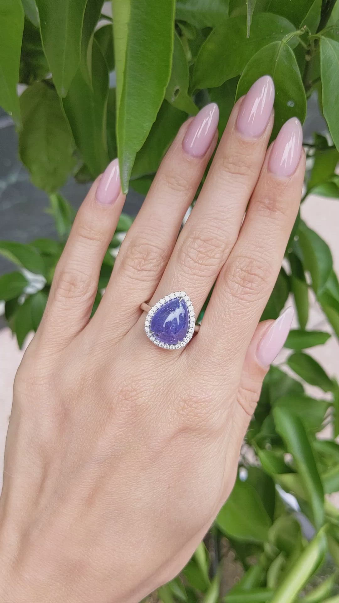 8.08 Ct. Tanzanite Natural Diamond Pave Ring, 14K White Gold Size Video