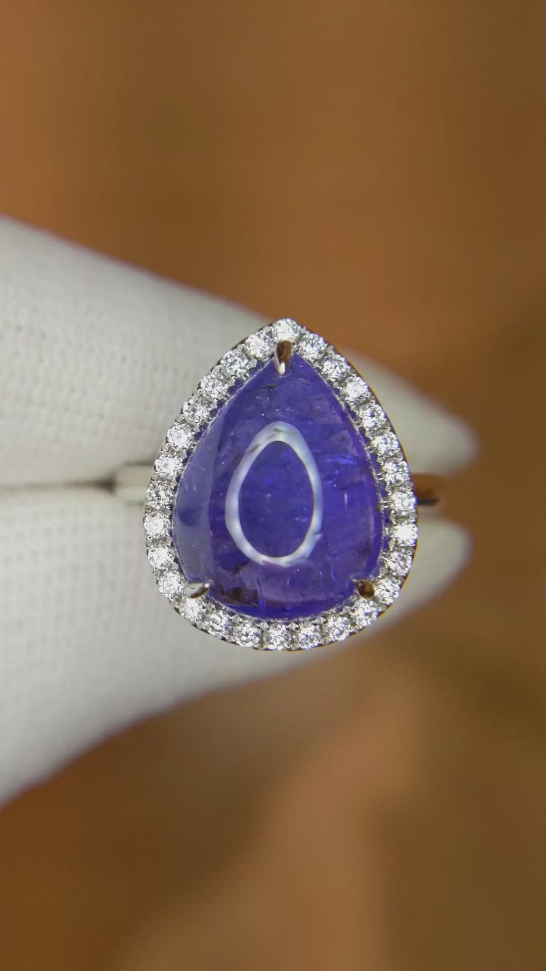 8.08 Ct. Tanzanite Natural Diamond Pave Ring, 14K White Gold Size Video