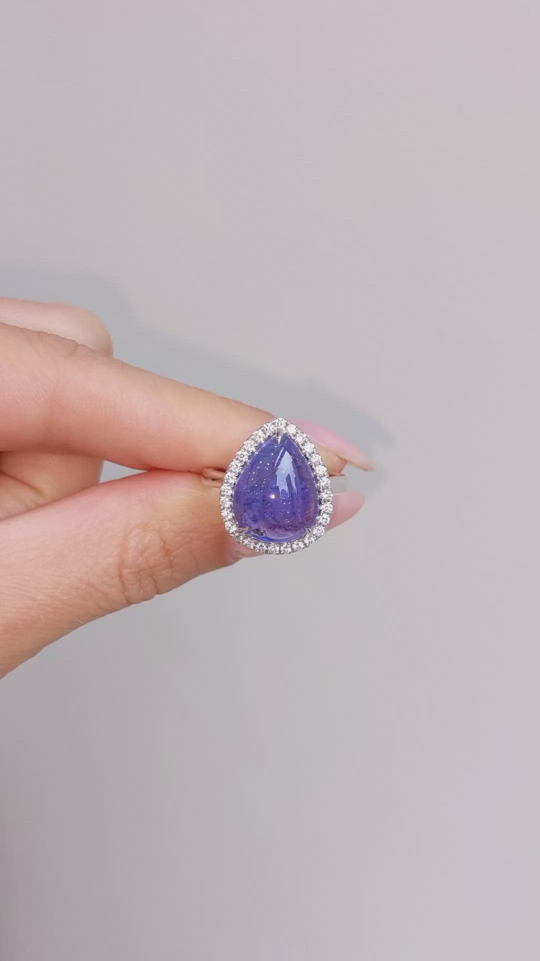 8.08 Ct. Tanzanite Natural Diamond Pave Ring, 14K White Gold Size Video