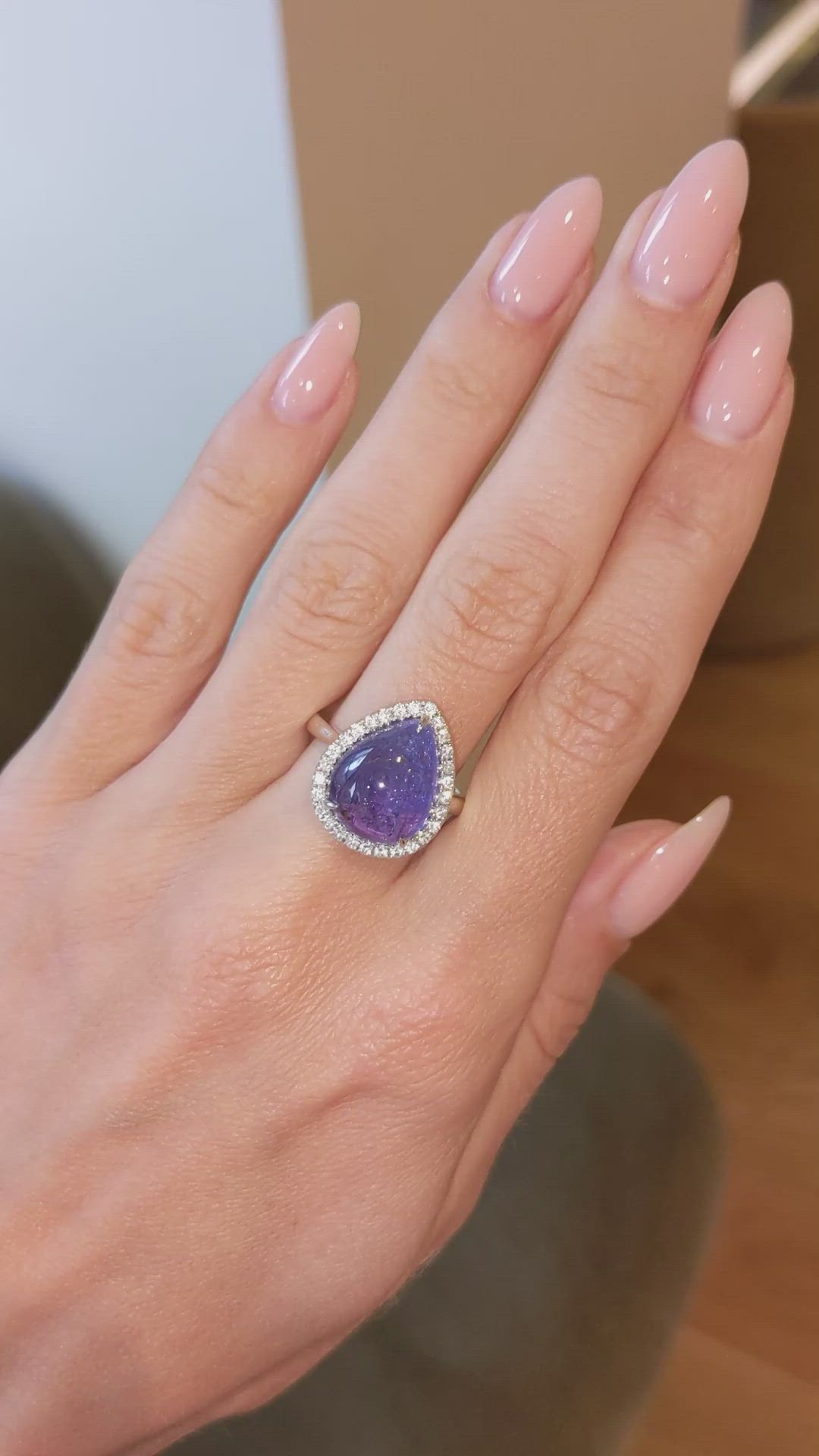 8.08 Ct. Tanzanite Natural Diamond Pave Ring, 14K White Gold Size Video