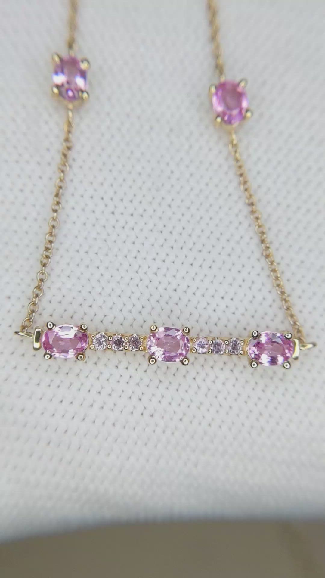 0.17 Ct. Pink Tourmaline Accent Stones Necklace, 14K Yellow Gold Size Video