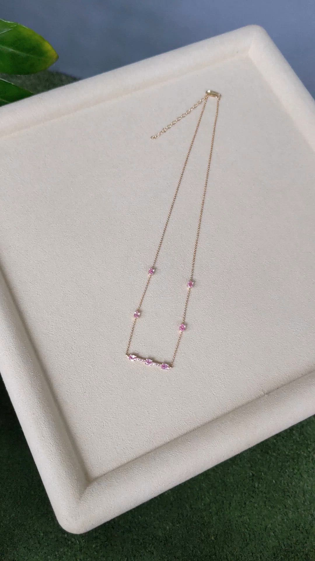 0.17 Ct. Pink Tourmaline Accent Stones Necklace, 14K Yellow Gold Size Video