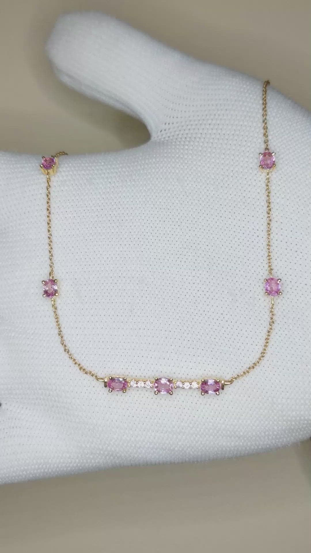 0.17 Ct. Pink Tourmaline Accent Stones Necklace, 14K Yellow Gold Size Video