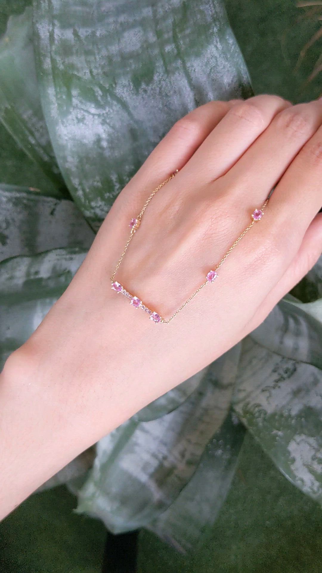 0.17 Ct. Pink Tourmaline Accent Stones Necklace, 14K Yellow Gold Size Video