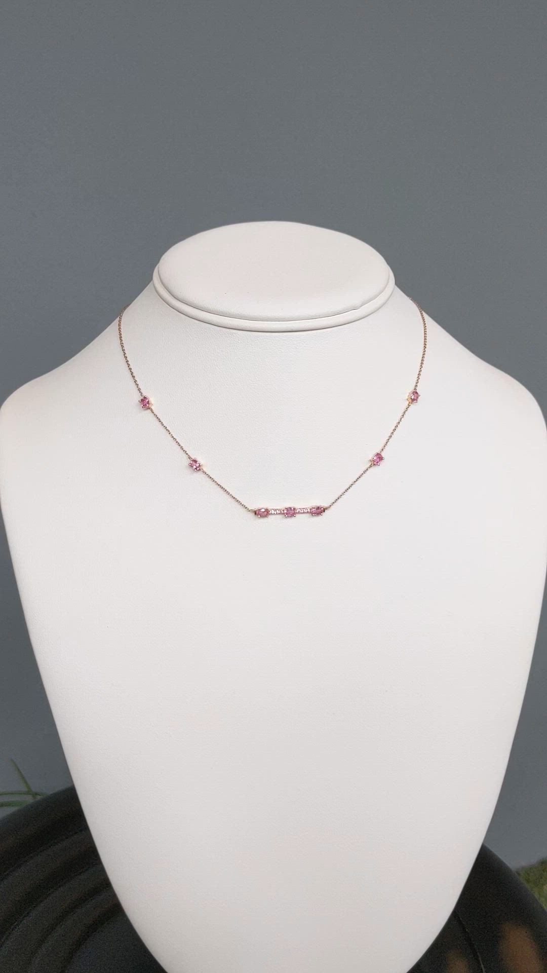 0.17 Ct. Pink Tourmaline Accent Stones Necklace, 14K Yellow Gold Size Video