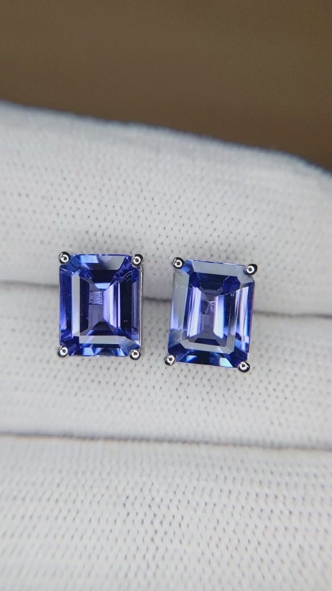 4.11&nbsp;Ct.Tw.Total Carat Weight Violet Tanzanite Studs Earrings, 14K White Gold Size Video