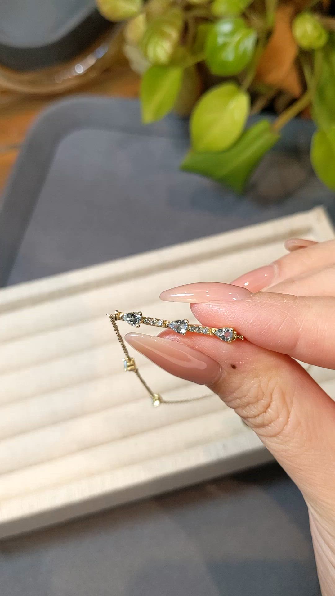 0.74 Ct. Blue Aquamarine and Bluish Green Aquamarine Accent Stones Necklace, 14K Yellow Gold Size Video