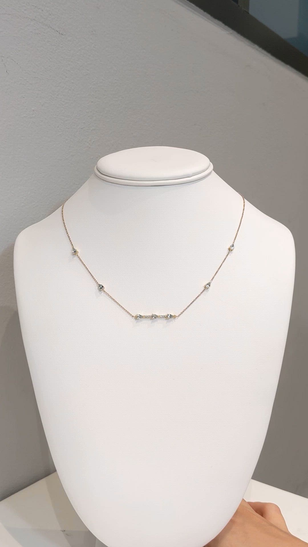 0.74 Ct. Blue Aquamarine and Bluish Green Aquamarine Accent Stones Necklace, 14K Yellow Gold Size Video