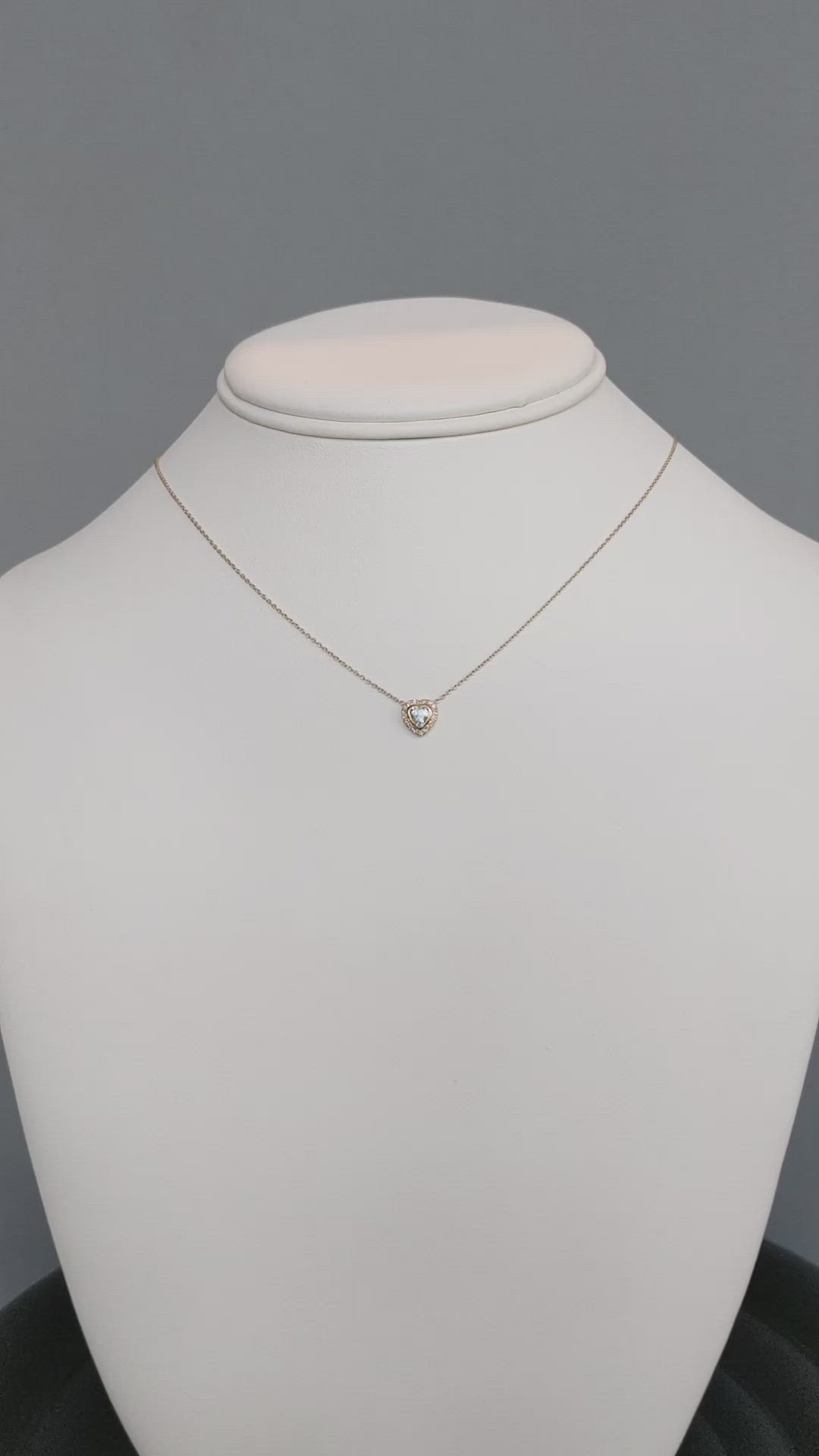 0.23 Ct. Blue Aquamarine and Natural Diamond Pave Necklace, 18K Yellow Gold Size Video
