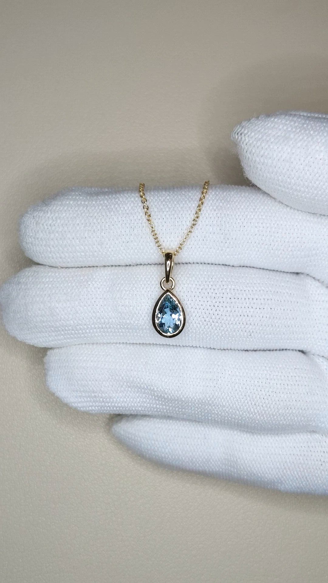 0.76 Ct. Blue Aquamarine Bezel Pendant, 14K Yellow Gold Size Video