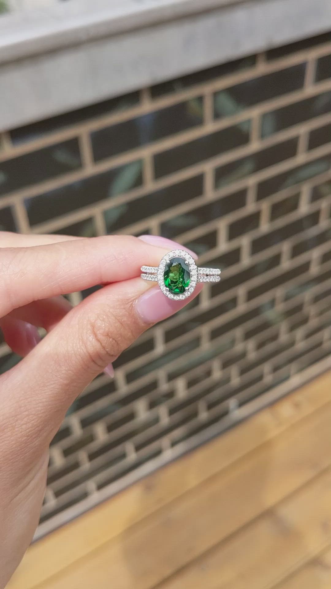 1.33 Ct. Tsavorite Garnet and Natural Diamond Pave Ring, 18K White Gold Size Video