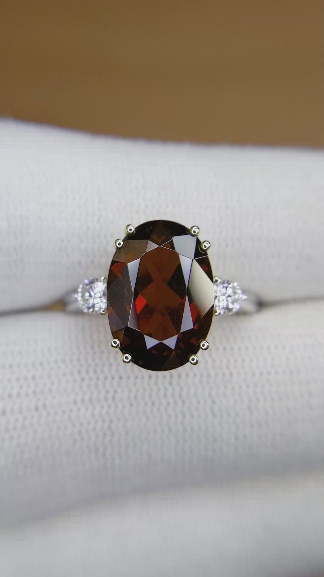 7.12 Ct. Red Rhodolite Garnet and Natural Diamond Three Stone Ring, 18K White & Yellow Size Video