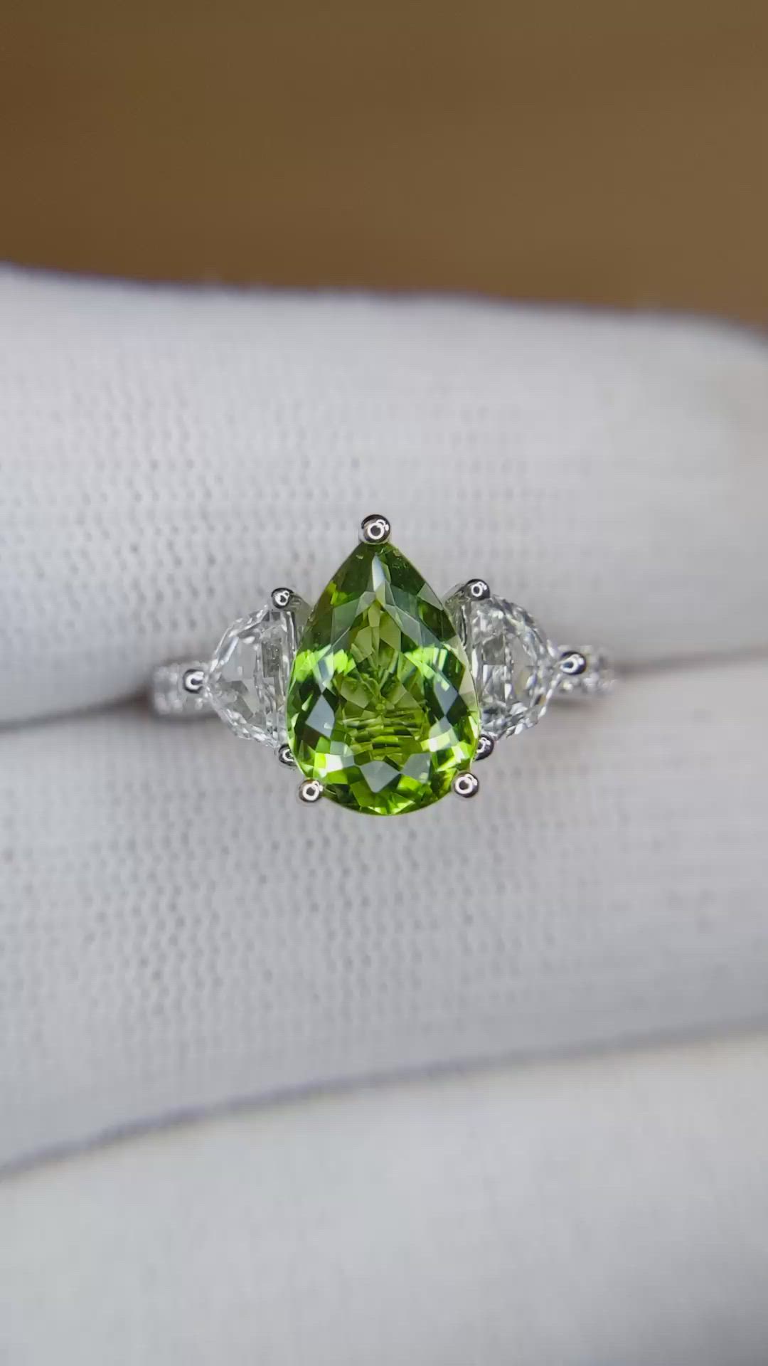 2.01 Ct. Green Paraiba Tourmaline and Natural Diamond Three Stone Ring, 18K White Gold Size Video
