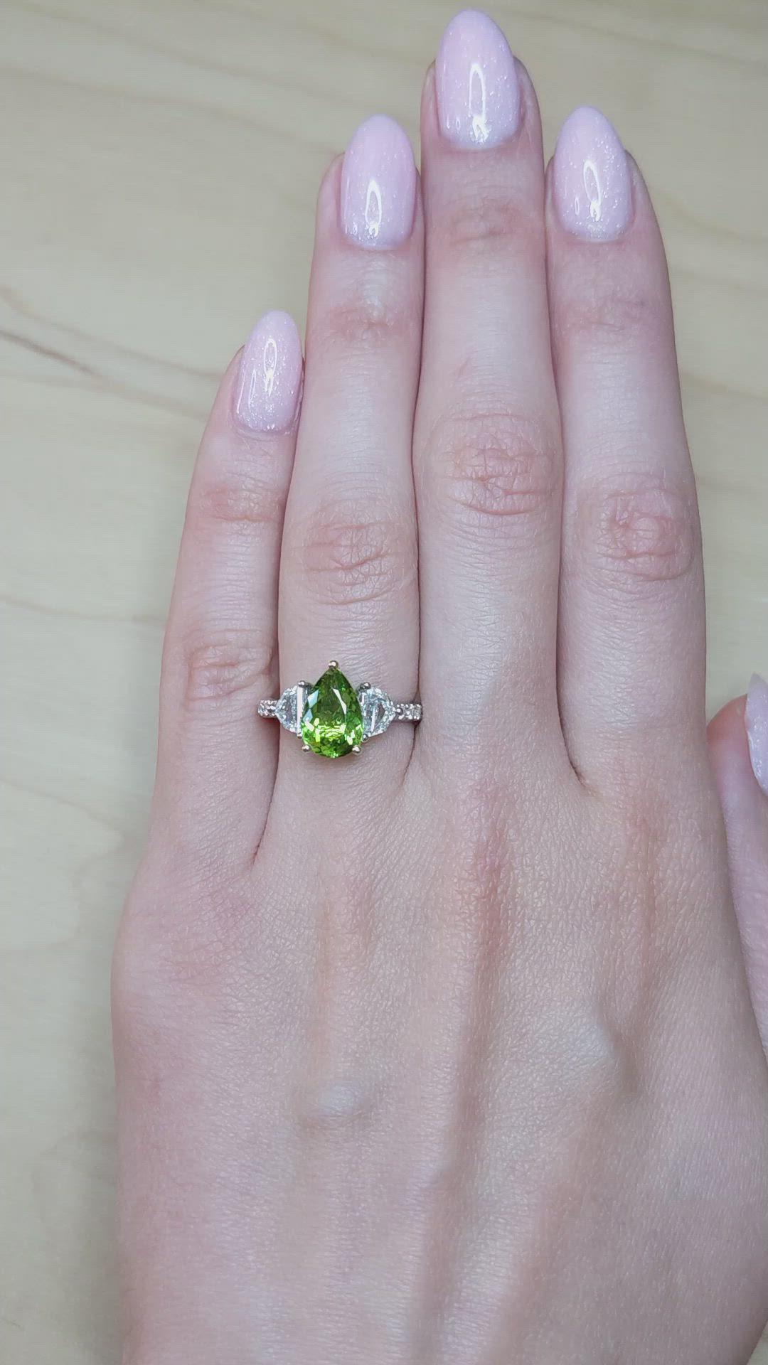 2.01 Ct. Green Paraiba Tourmaline and Natural Diamond Three Stone Ring, 18K White Gold Size Video