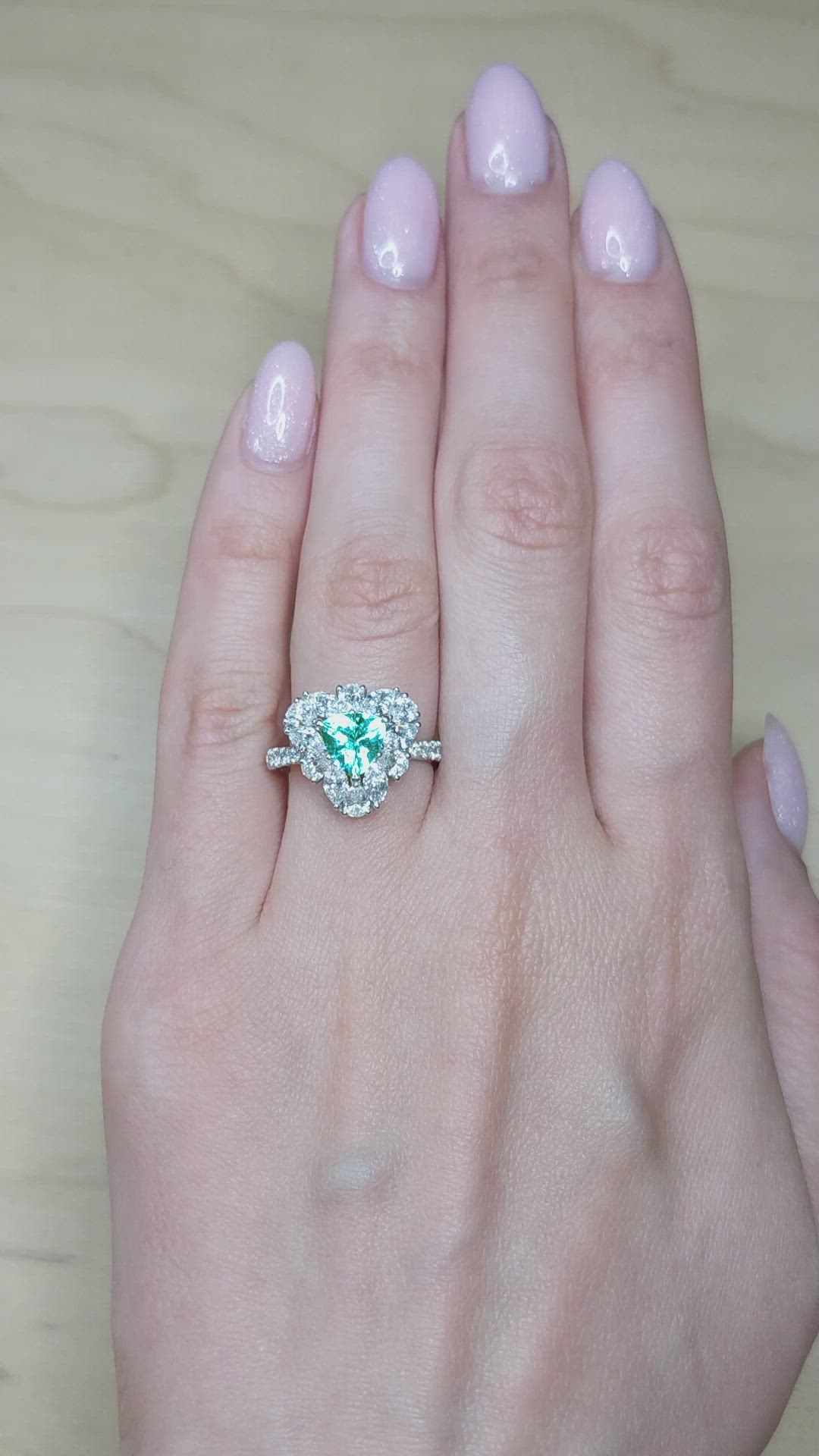 1.06 Ct. Greenish Blue Paraiba Tourmaline and Natural Diamond Pave Ring, Platinum 950 Size Video