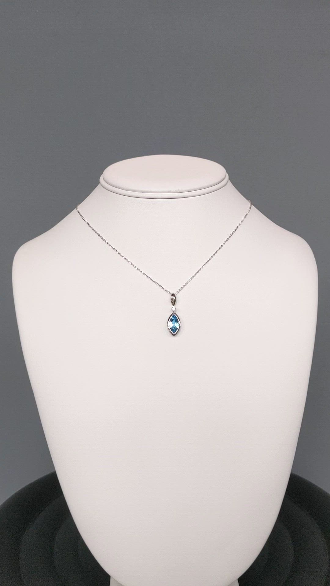 1.96 Ct. Blue Topaz and Natural Diamond Accent Stones Necklace, Silver Size Video