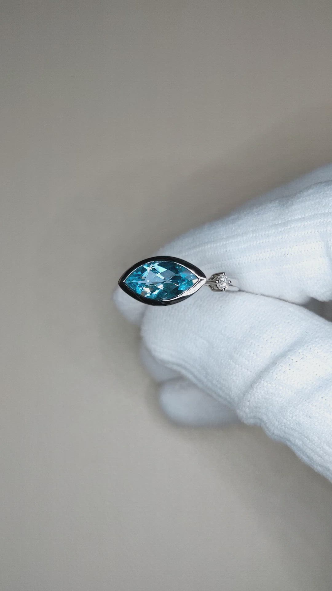1.85 Ct. Blue Topaz and Natural Diamond Bezel Ring, Silver Size Video