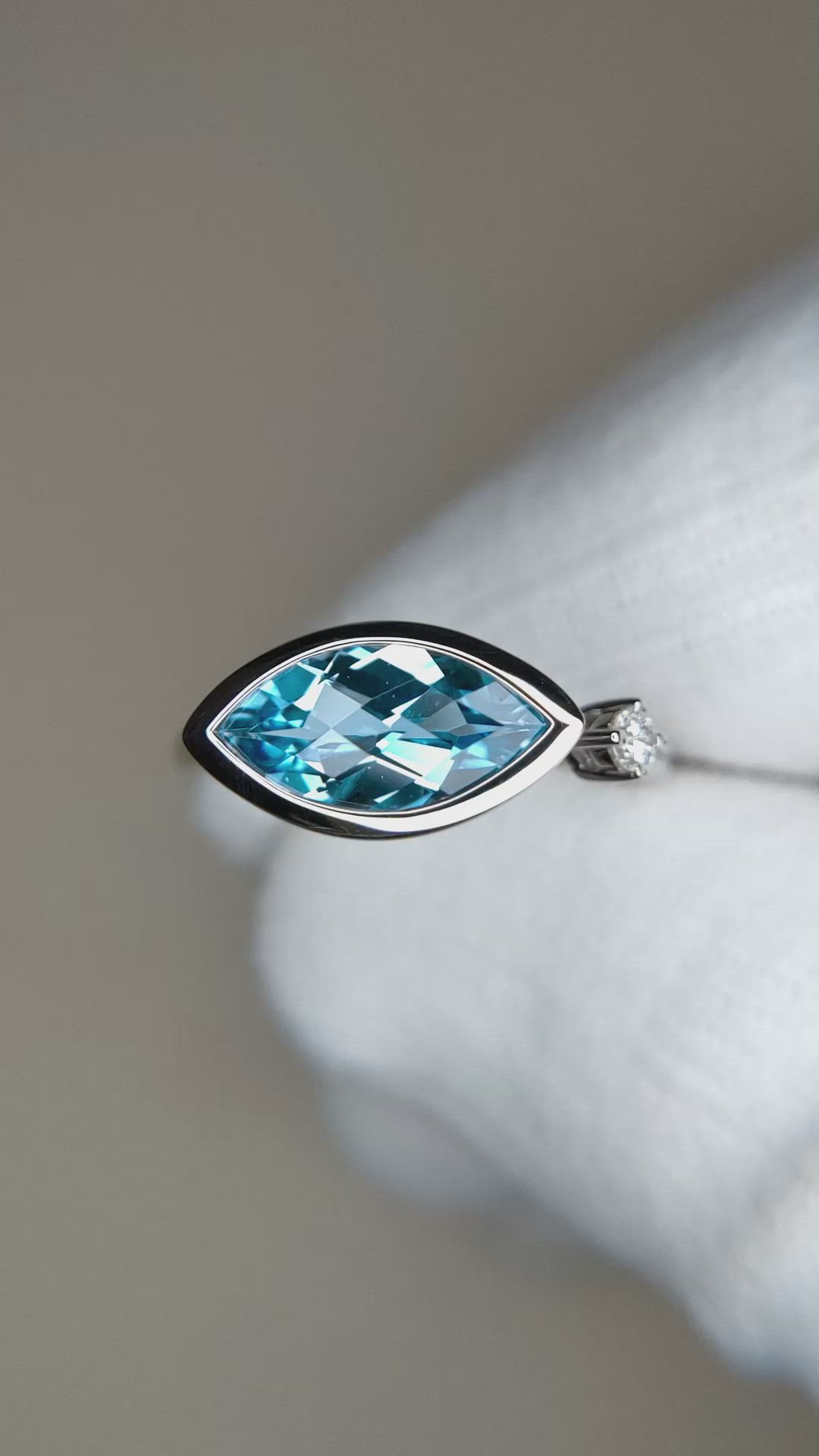 1.85 Ct. Blue Topaz and Natural Diamond Bezel Ring, Silver Size Video