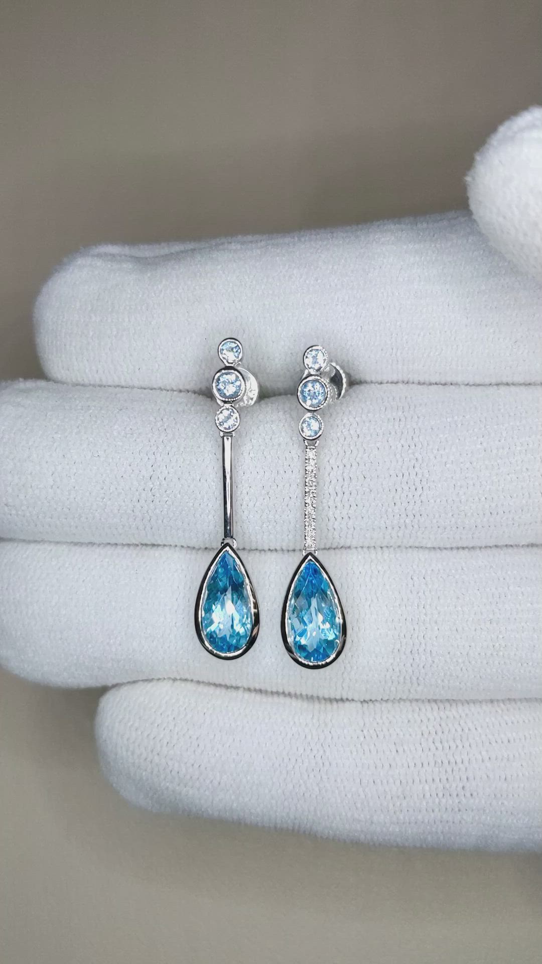 2.88 Ct.Tw.Total Carat Weight Blue Topaz Studs Earrings, Silver Size Video