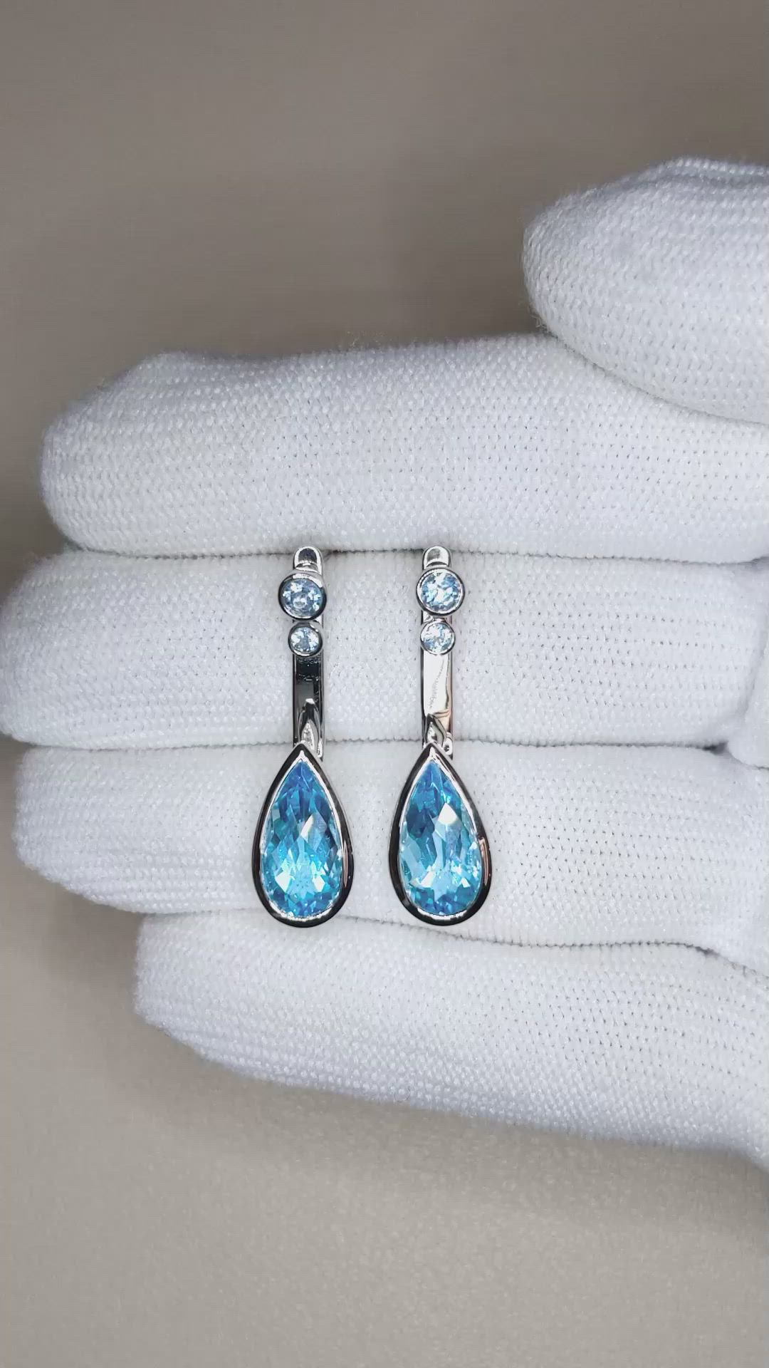 4.68 Ct.Tw.Total Carat Weight Blue Topaz Studs Earrings, Silver Size Video
