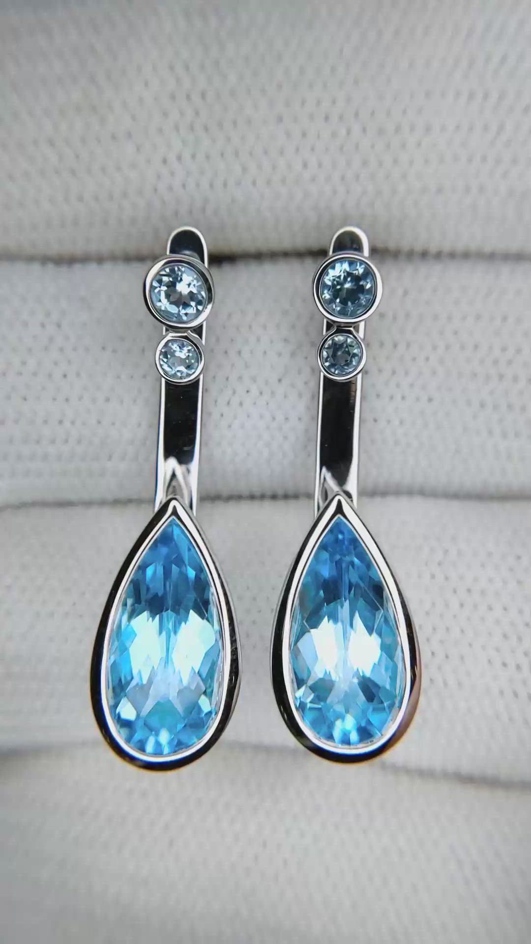 4.68 Ct.Tw.Total Carat Weight Blue Topaz Studs Earrings, Silver Size Video
