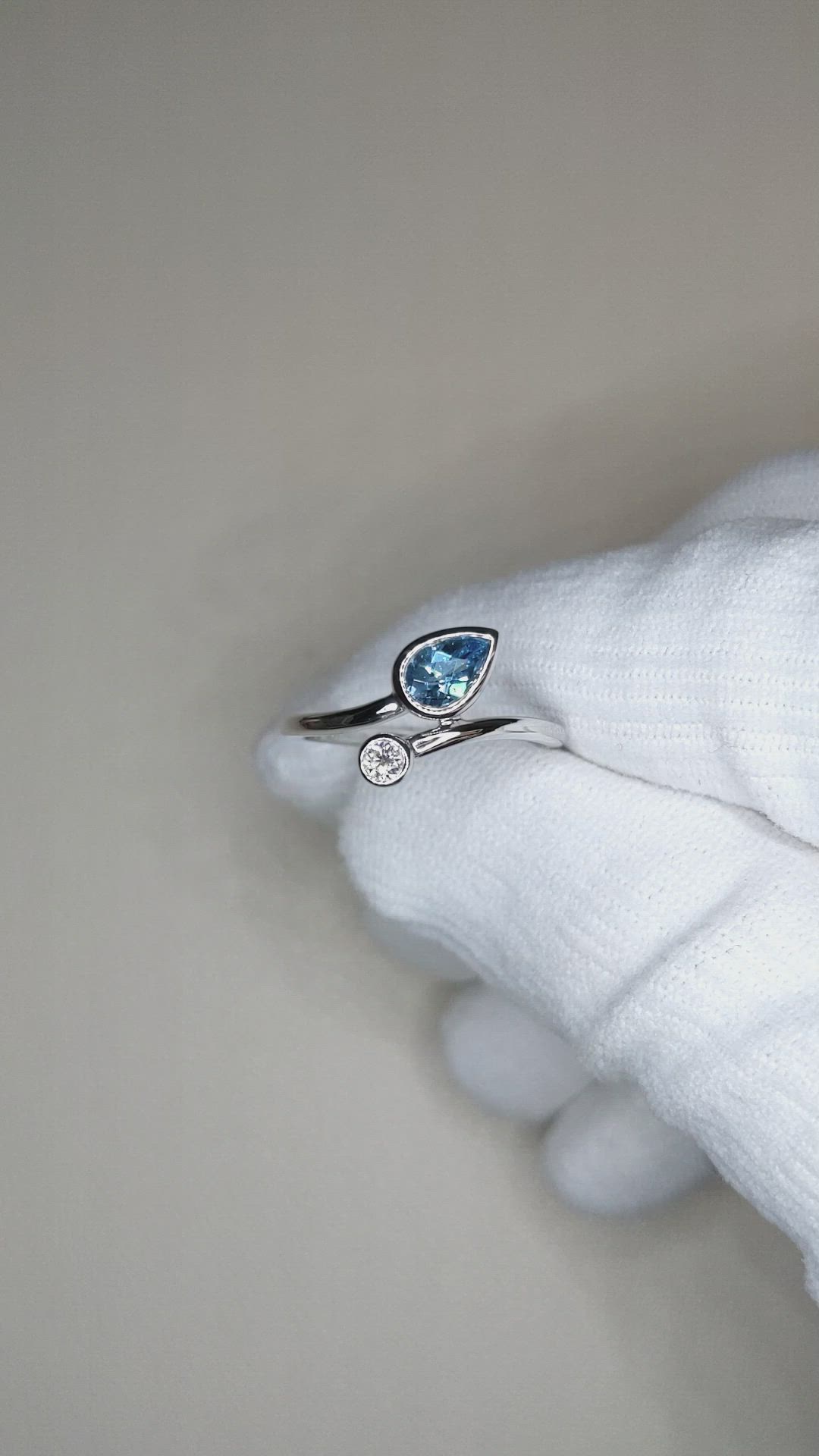 0.52 Ct. Blue Topaz and Natural Diamond Bezel Ring, Silver Size Video