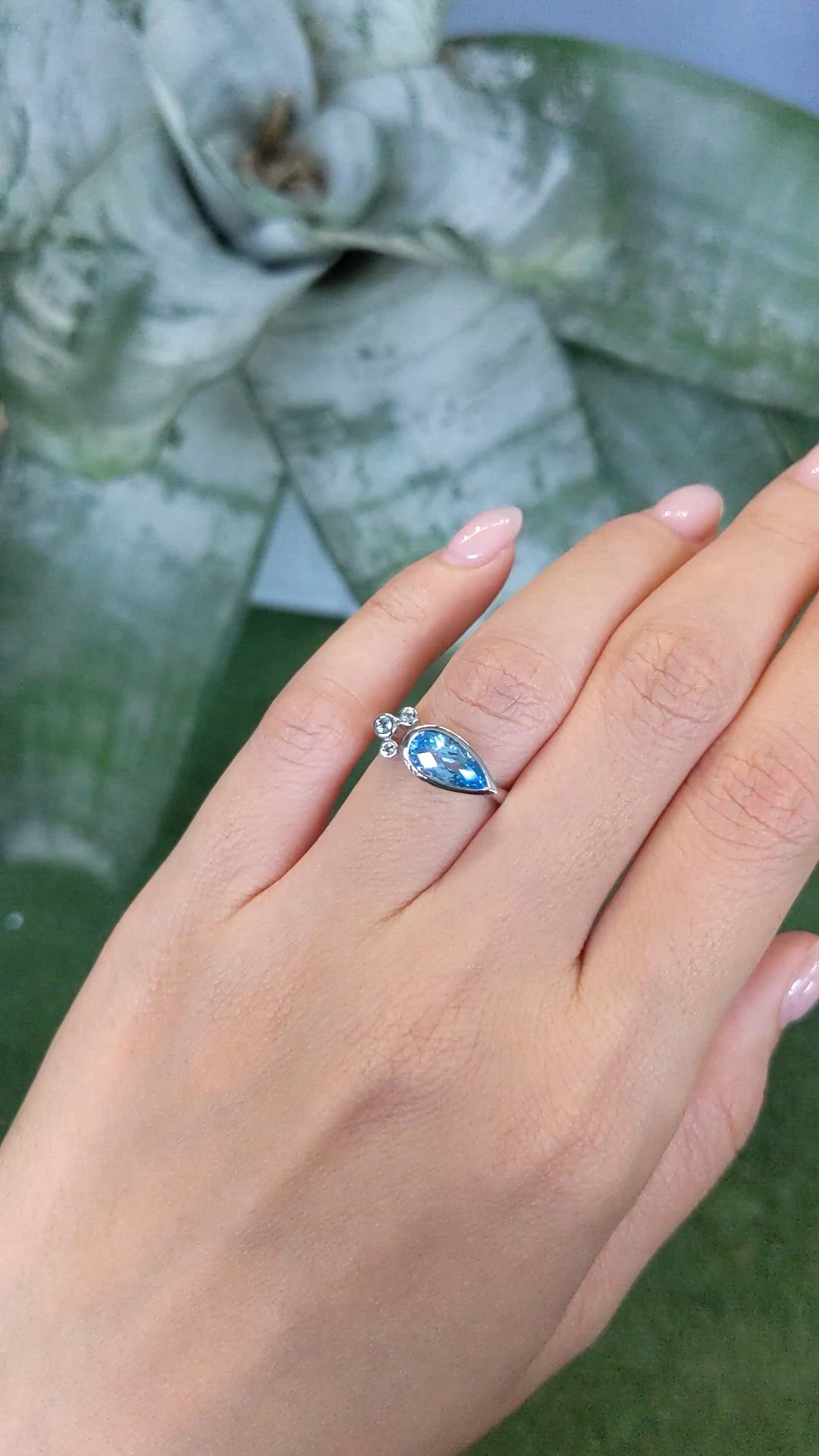 1.47 Ct. Blue Topaz Bezel Ring, Silver Size Video