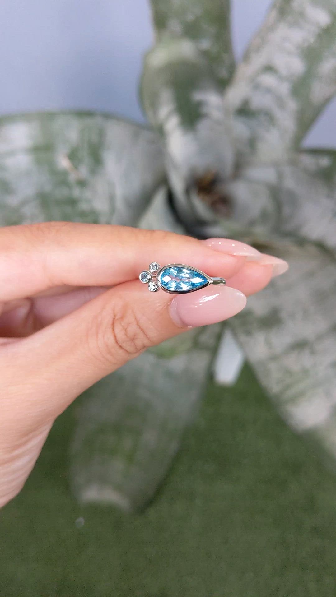 1.47 Ct. Blue Topaz Bezel Ring, Silver Size Video