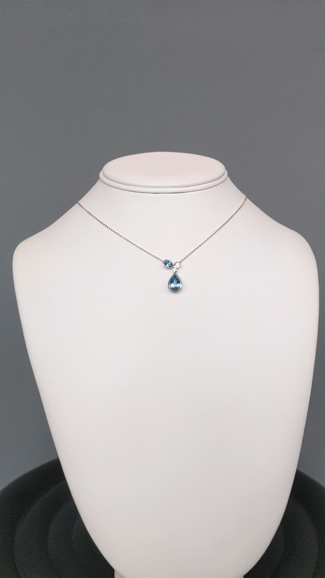 2.34 Ct. Blue Topaz and Natural Diamond Multi Stone Necklace, Silver Size Video
