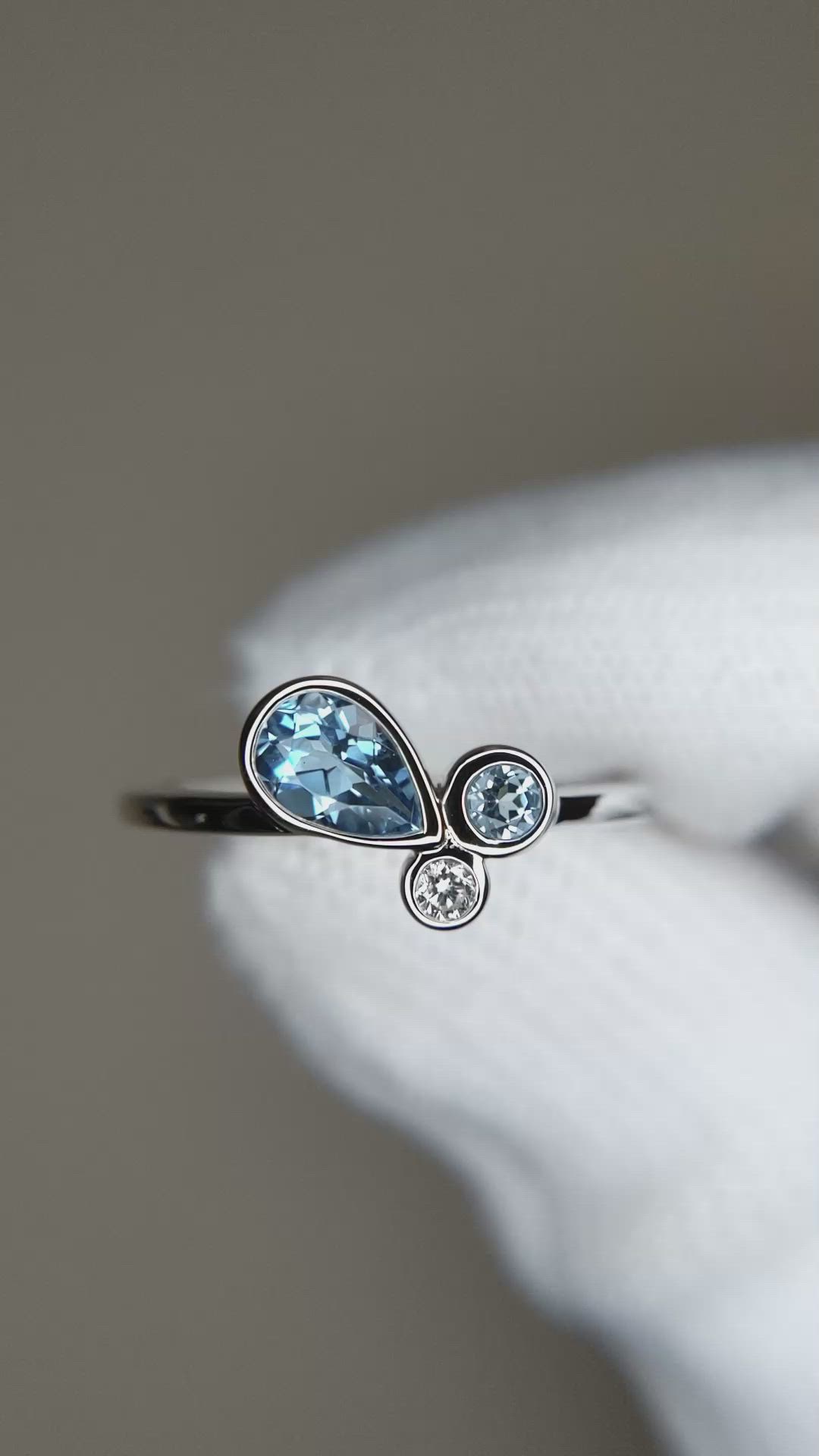 0.48 Ct. Blue Topaz and Natural Diamond Bezel Ring, Silver Size Video