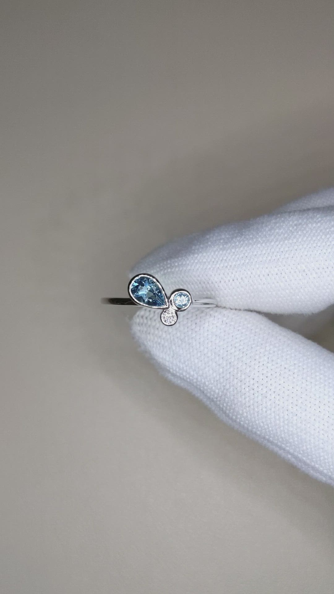 0.48 Ct. Blue Topaz and Natural Diamond Bezel Ring, Silver Size Video