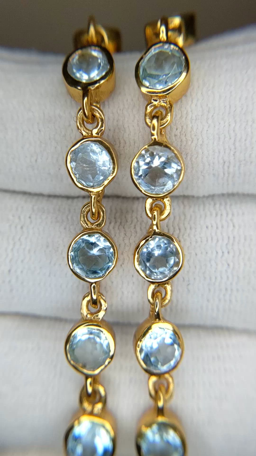 32.45 Ct. Blue Topaz Bezel Necklace, 22K Gold Plated Silver Size Video