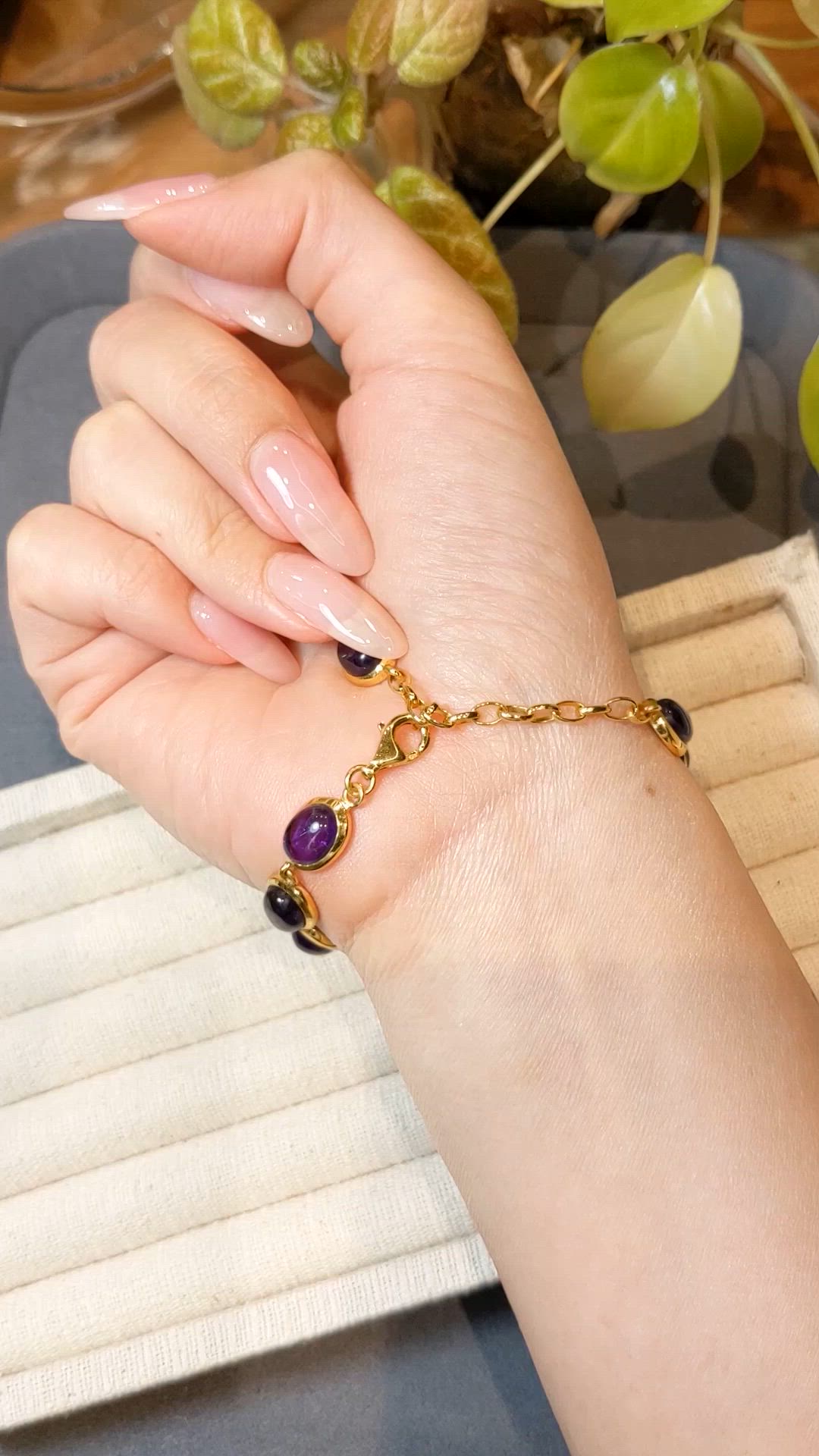 21.40 Ct.Tw.Total Carat Weight Purple Amethyst Bezel Bracelet, 22K Gold Plated Silver Size Video