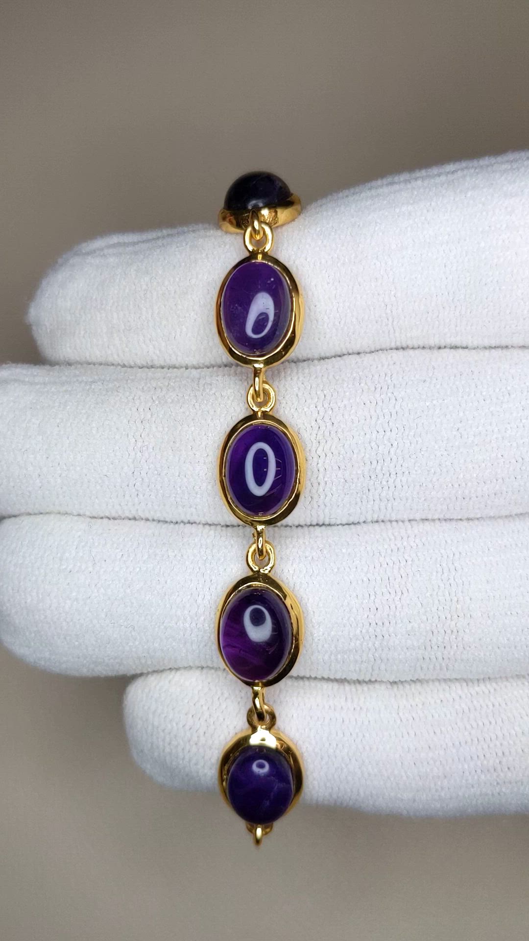 21.40 Ct.Tw.Total Carat Weight Purple Amethyst Bezel Bracelet, 22K Gold Plated Silver Size Video