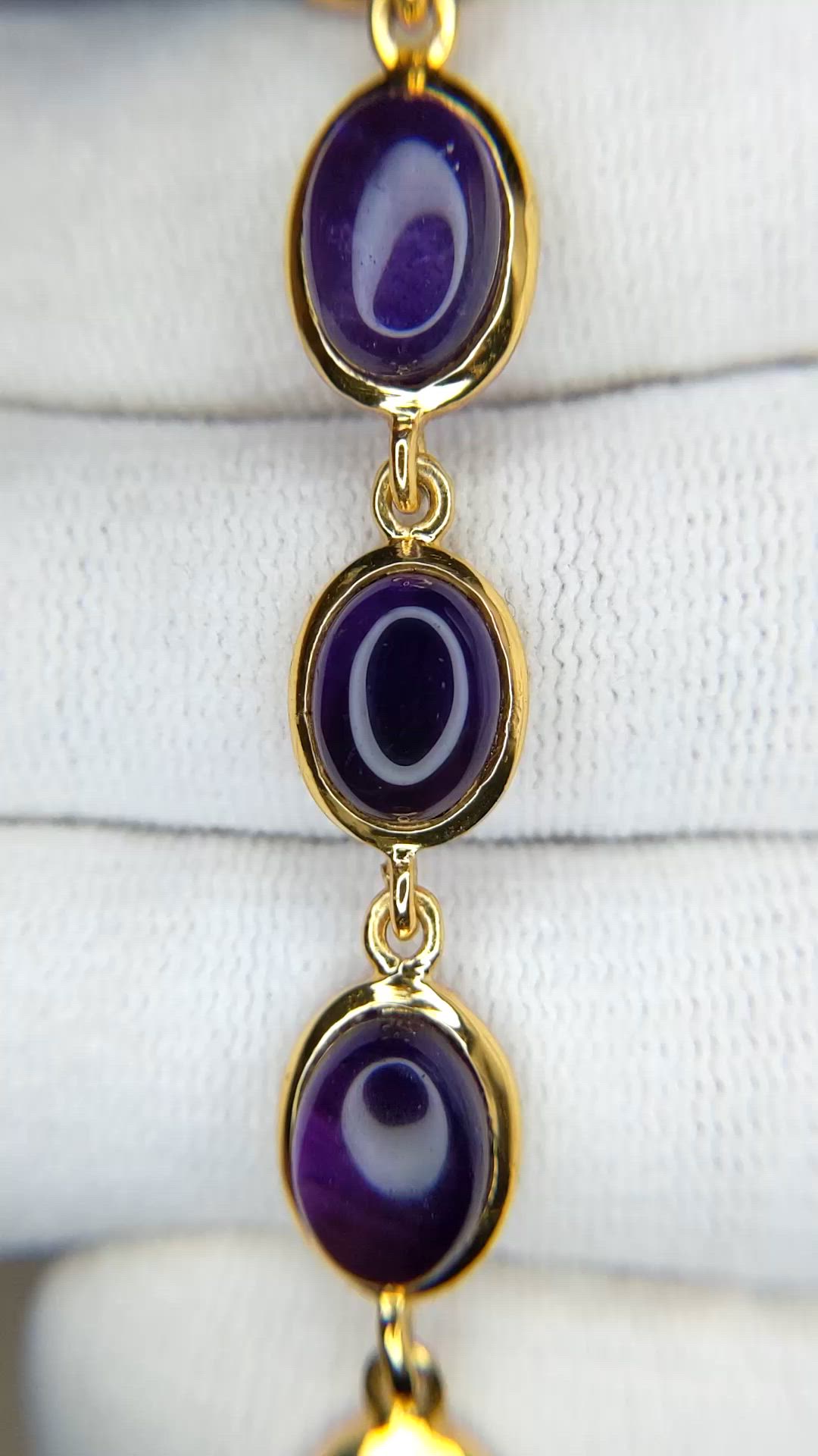 21.40 Ct.Tw.Total Carat Weight Purple Amethyst Bezel Bracelet, 22K Gold Plated Silver Size Video
