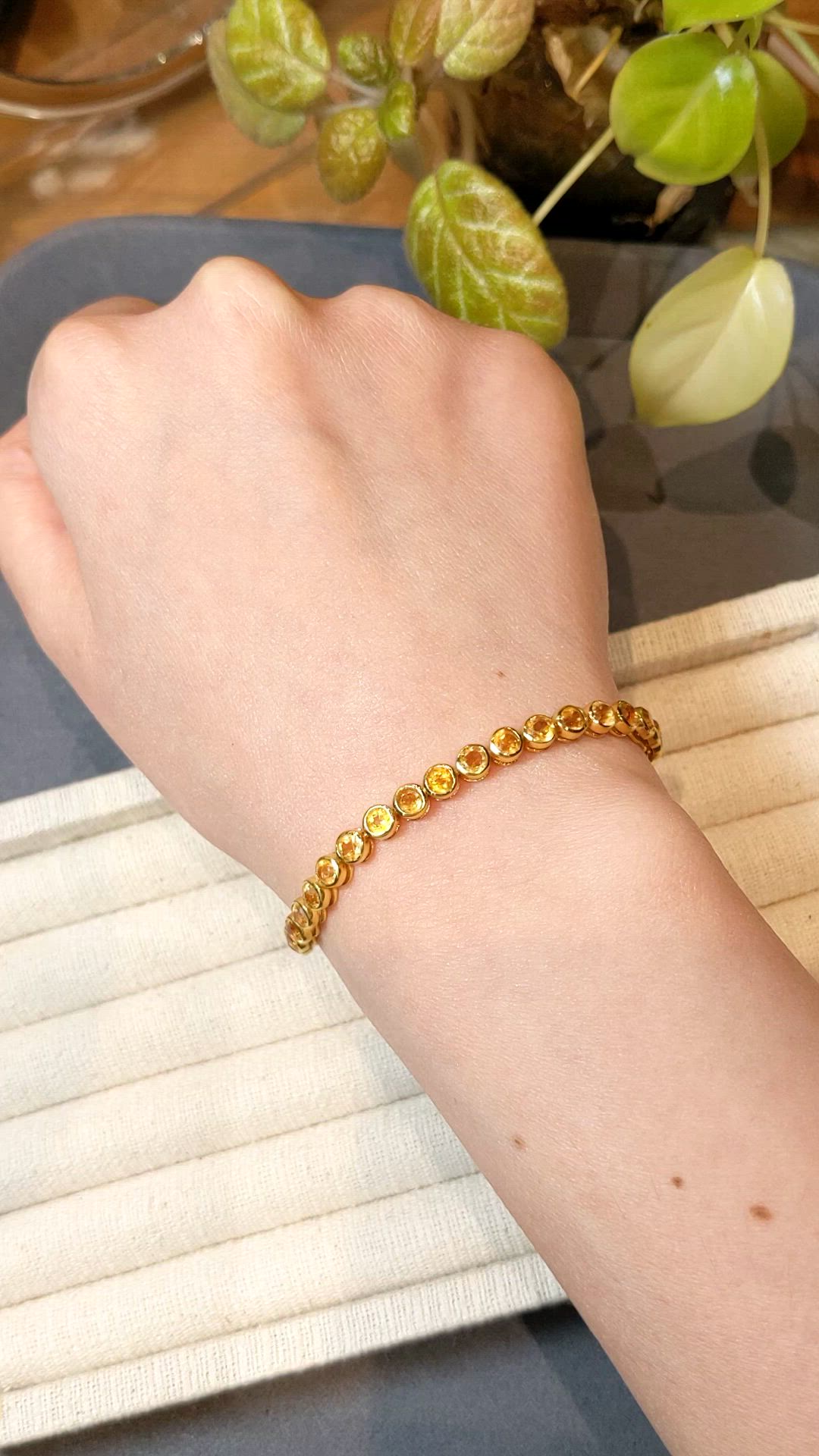 4.82&nbsp;Ct.Tw.Total Carat Weight Yellow Citrine Bezel Bracelet, 22K Gold Plated Silver Size Video