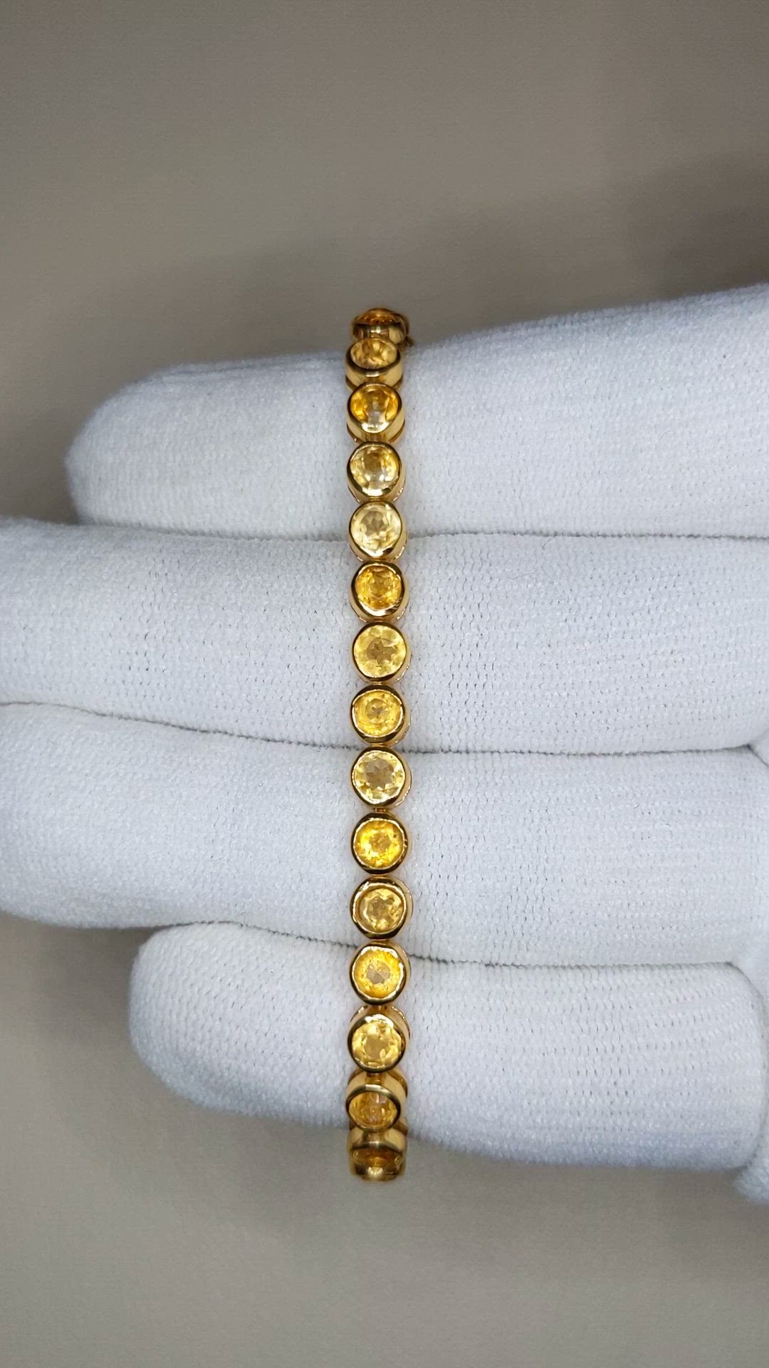 4.82&nbsp;Ct.Tw.Total Carat Weight Yellow Citrine Bezel Bracelet, 22K Gold Plated Silver Size Video