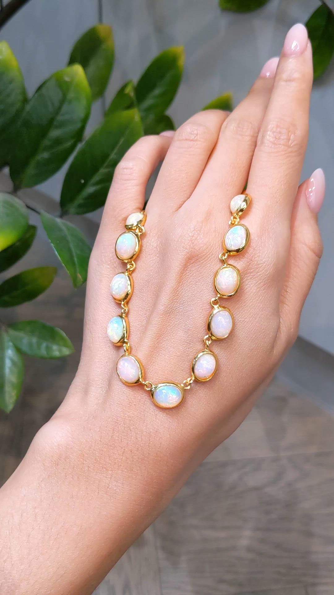 49.50 Ct. Multi Color Opal Bezel Necklace, 22K Gold Plated Silver Size Video