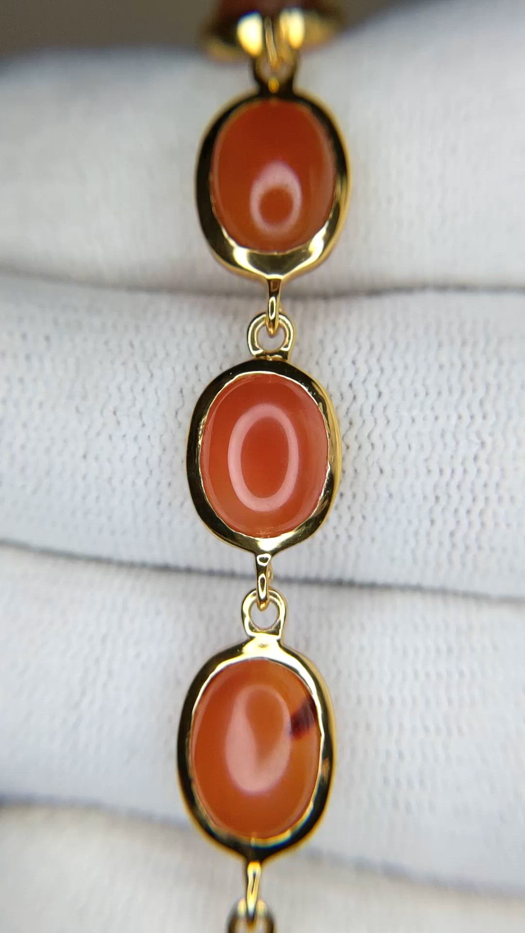 11.10 Ct.Tw.Total Carat Weight Orange Carnelian Bezel Bracelet, 22K Gold Plated Silver Size Video