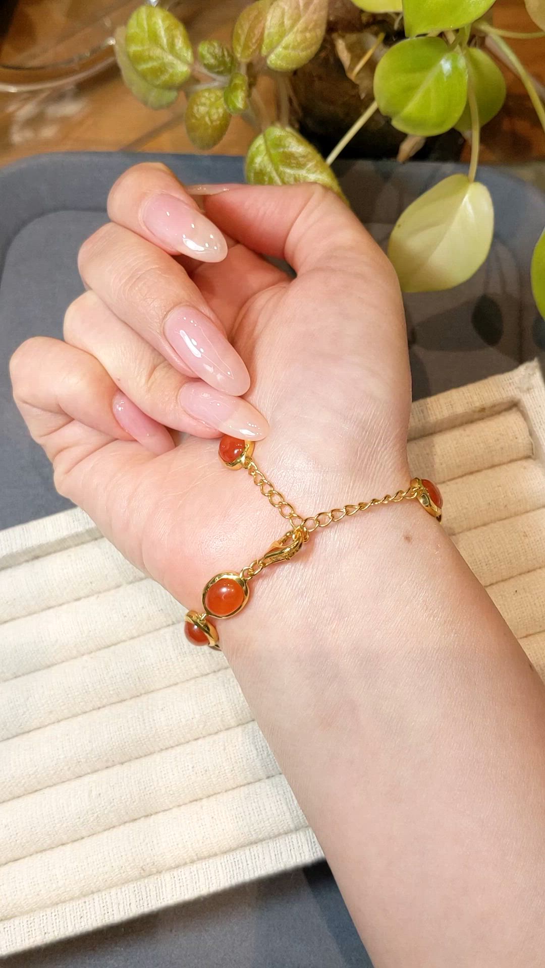 11.10 Ct.Tw.Total Carat Weight Orange Carnelian Bezel Bracelet, 22K Gold Plated Silver Size Video