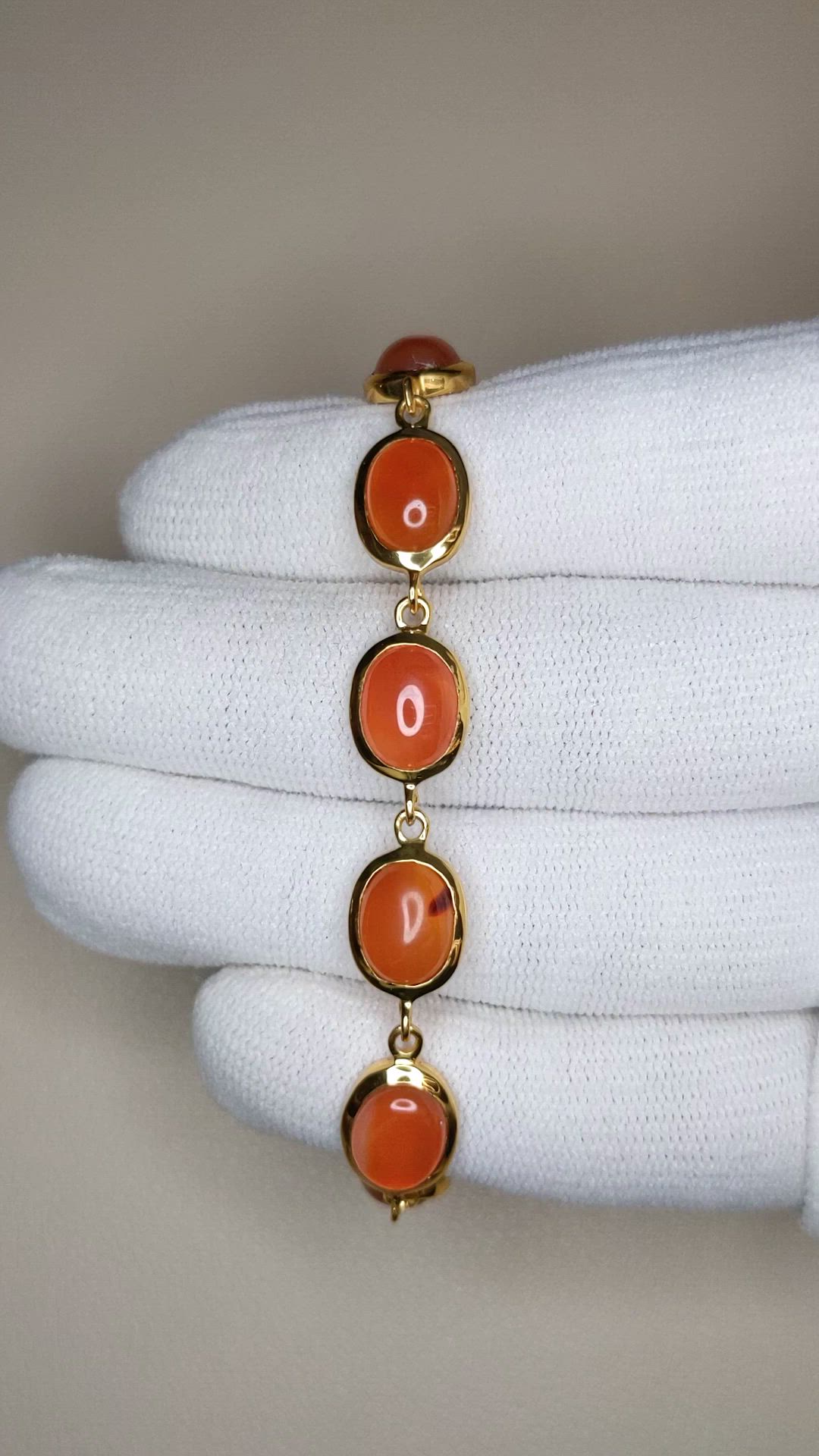 11.10 Ct.Tw.Total Carat Weight Orange Carnelian Bezel Bracelet, 22K Gold Plated Silver Size Video