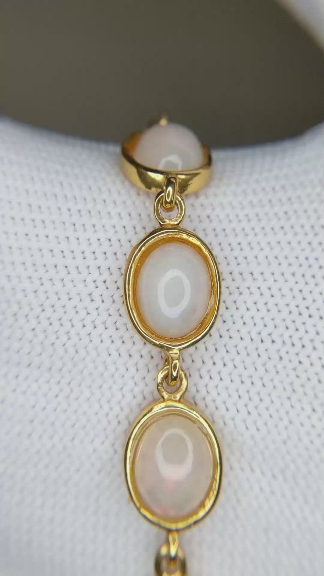 10.20 Ct.Tw.Total Carat Weight Grey Opal Bezel Bracelet, 22K Gold Plated Silver Size Video