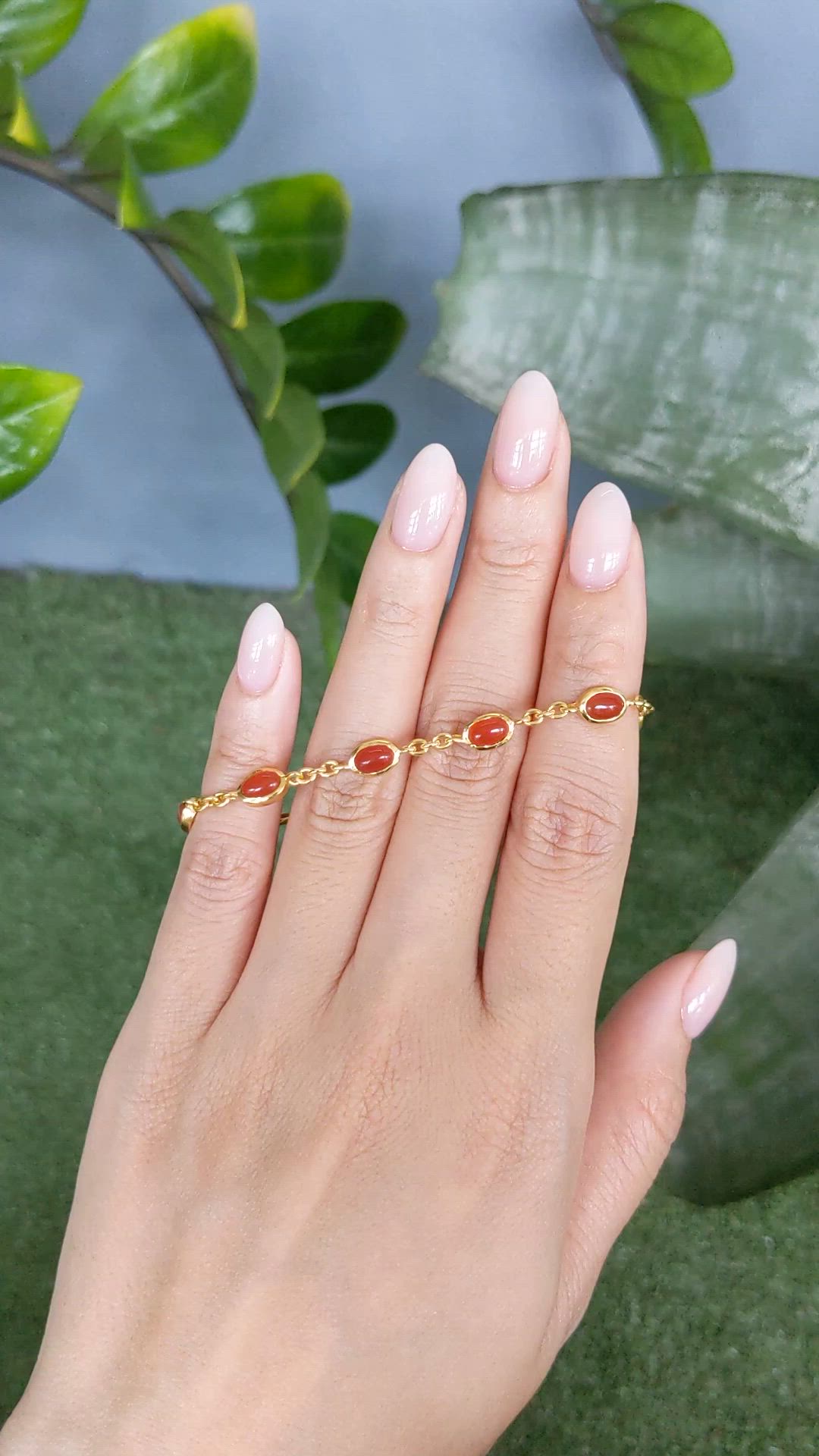 3.60&nbsp;Ct.Tw.Total Carat Weight Orange Carnelian Bezel Bracelet, 22K Gold Plated Silver Size Video