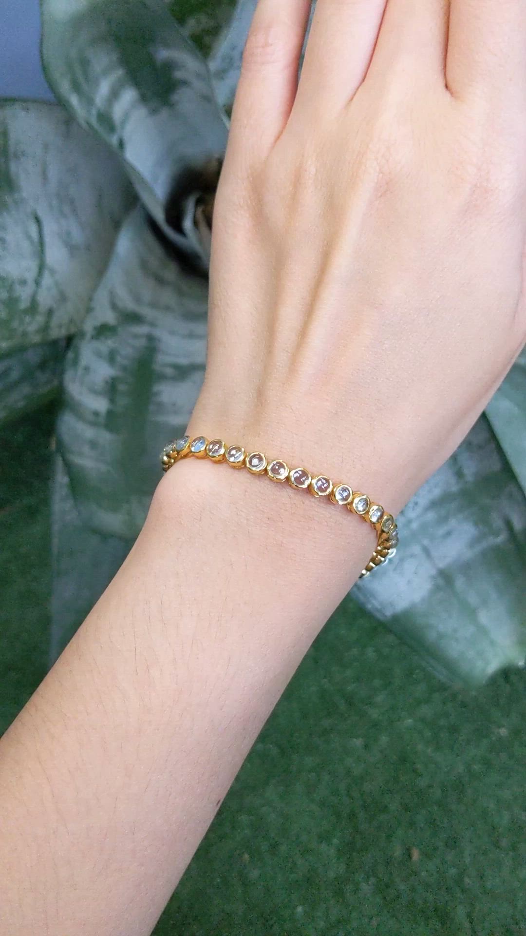6.47&nbsp;Ct.Tw.Total Carat Weight Blue Topaz Bezel Bracelet, 22K Gold Plated Silver Size Video