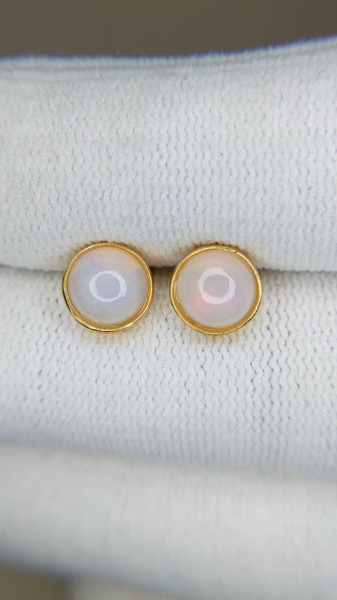 1.32&nbsp;Ct.Tw.Total Carat Weight Multi Color Opal Studs Earrings, 22K Gold Plated Silver Size Video