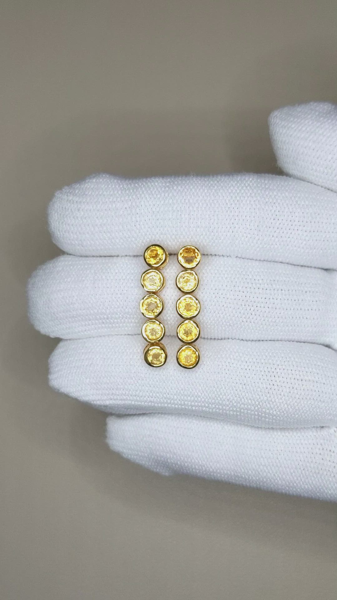 1.65 Ct.Tw.Total Carat Weight Yellow Citrine Studs Earrings, 22K Gold Plated Silver Size Video