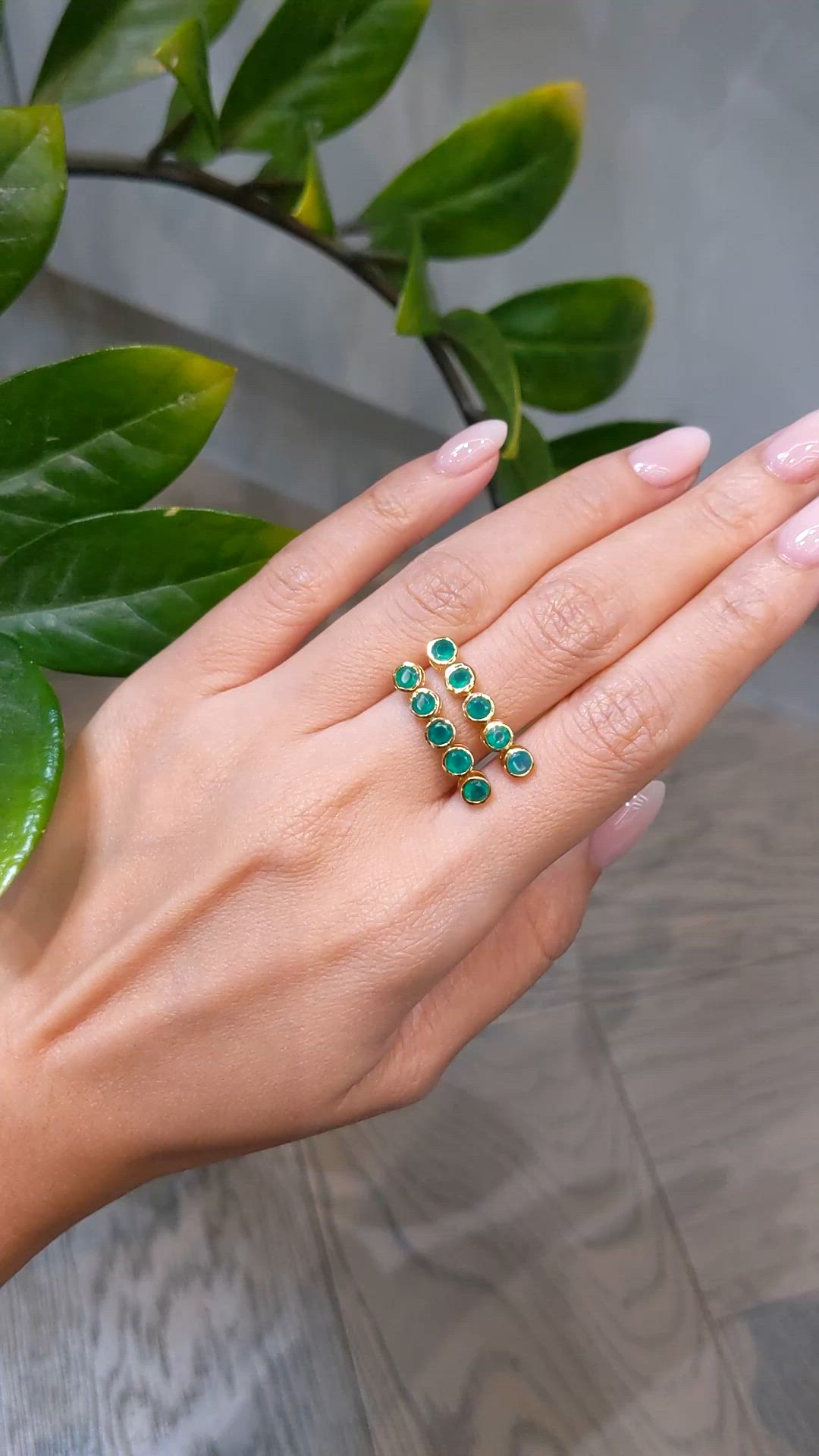 1.35 Ct.Tw.Total Carat Weight Green Agate Studs Earrings, 22K Gold Plated Silver Size Video