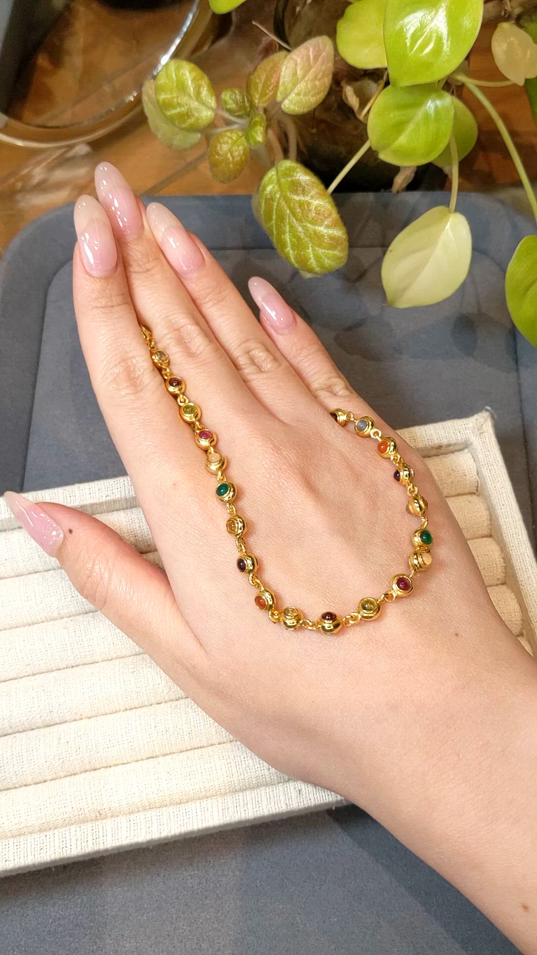 11.69&nbsp;Ct.Tw.Total Carat Weight Ruby, Garnet, Peridot, Agate, Amethyst, Citrine, Carnelian, Moonstone and Quartz Multi Stone Necklace, 22K Gold Plated Silver Size Video