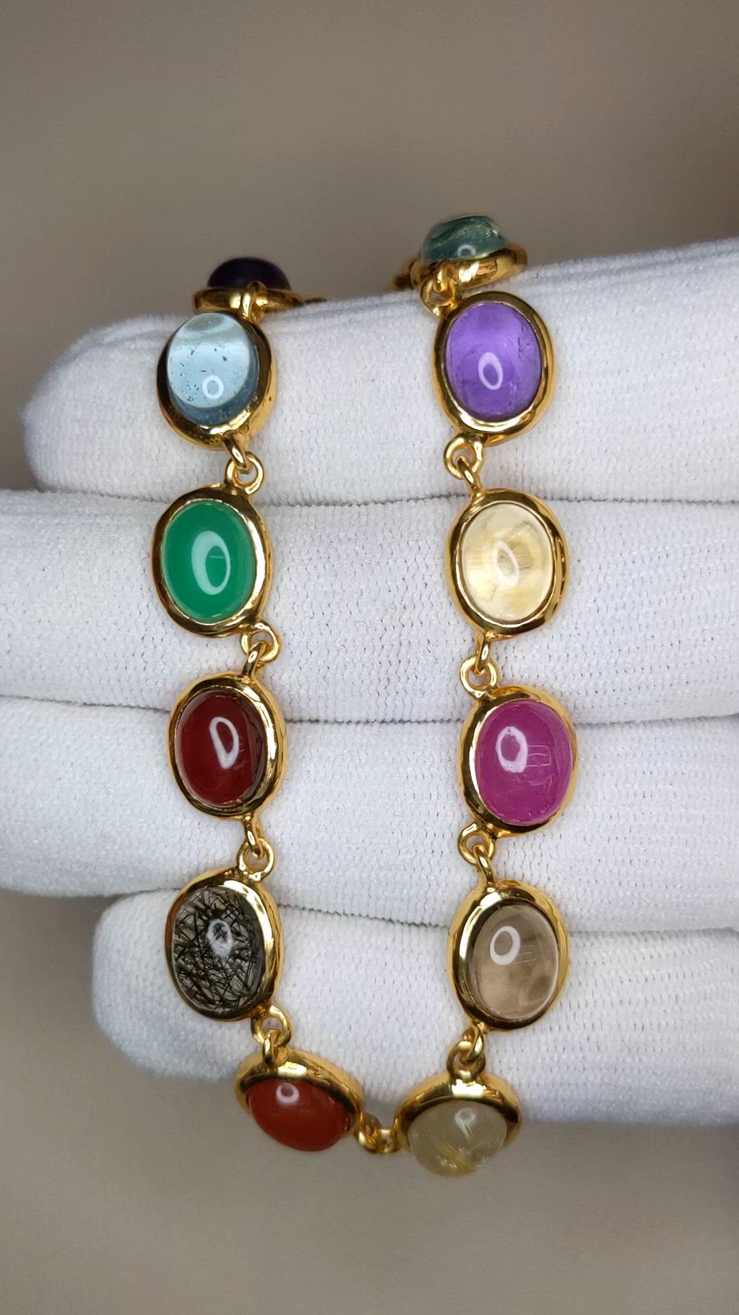59.10&nbsp;Ct.Tw.Total Carat Weight Rutilated Quartz, Quartz, Ruby, Garnet, Aquamarine, Amethyst, Agate and Carnelian Multi Stone Necklace, 22K Gold Plated Silver Size Video