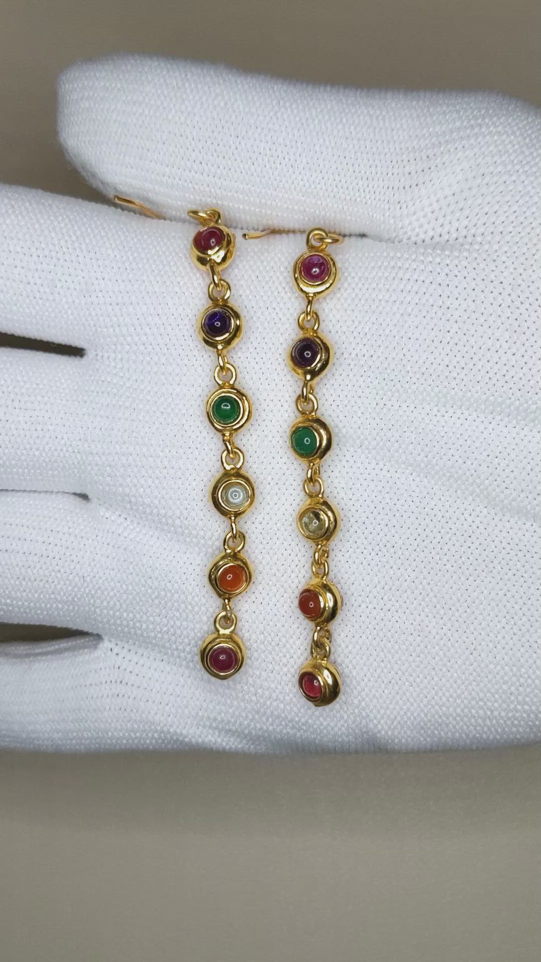 1.66&nbsp;Ct.Tw.Total Carat Weight Ruby, Amethyst, Quartz, Agate and Carnelian Bezel Earrings, 22K Gold Plated Silver Size Video